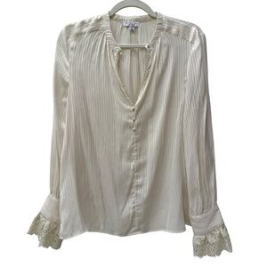 Current Air Soft White Blouse with Lace Sleeve Details